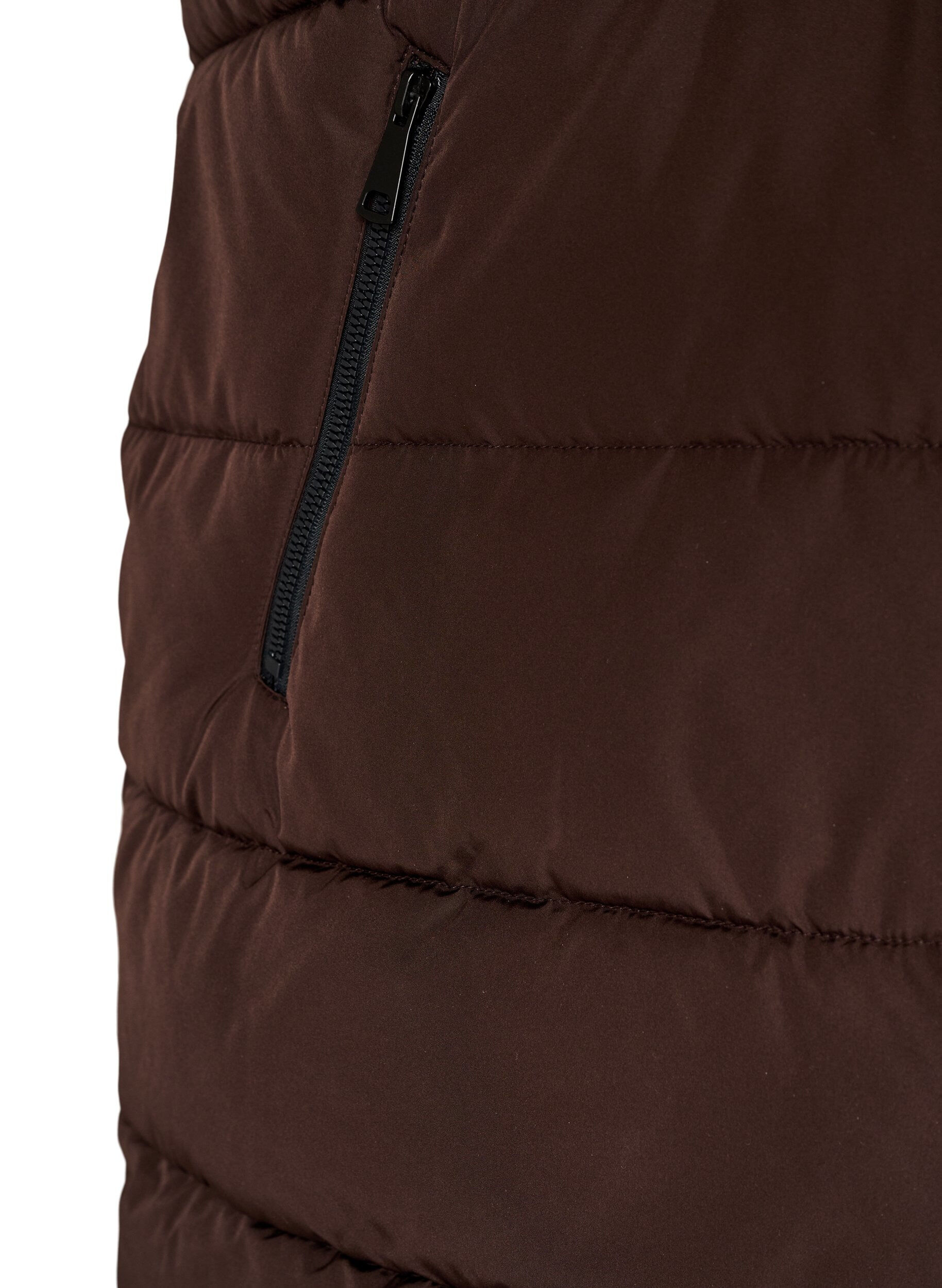 ZizziLang vest med hette og lommer, Brun, Packshot image number 3