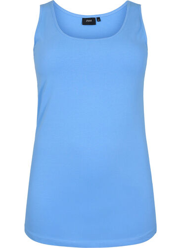 Ensfarget basistopp i bomull, Ultramarine, Packshot image number 0