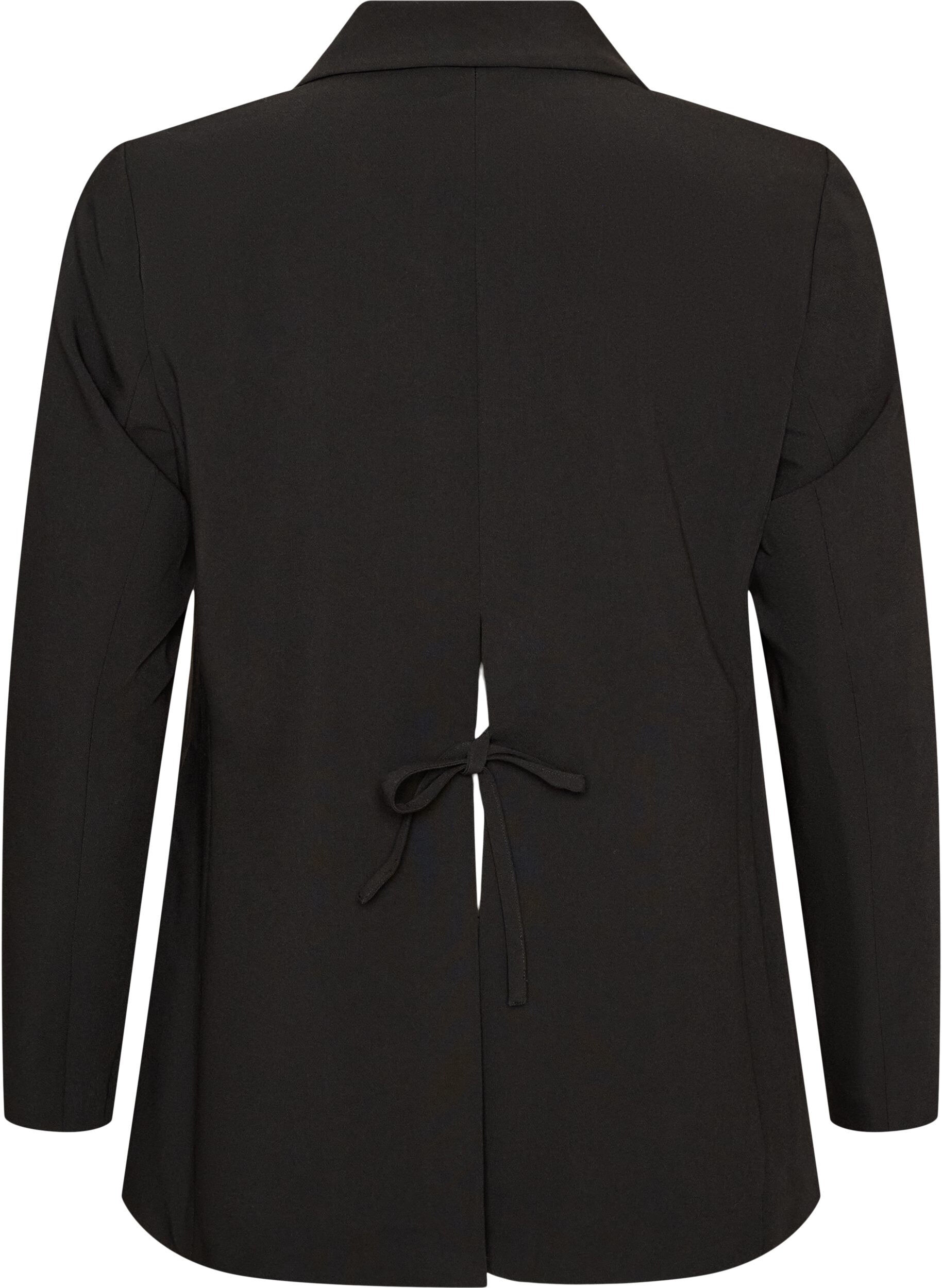 ZizziBlazer med splitt p&aring; ryggen og knytedetalj, Svart, Packshot image number 1