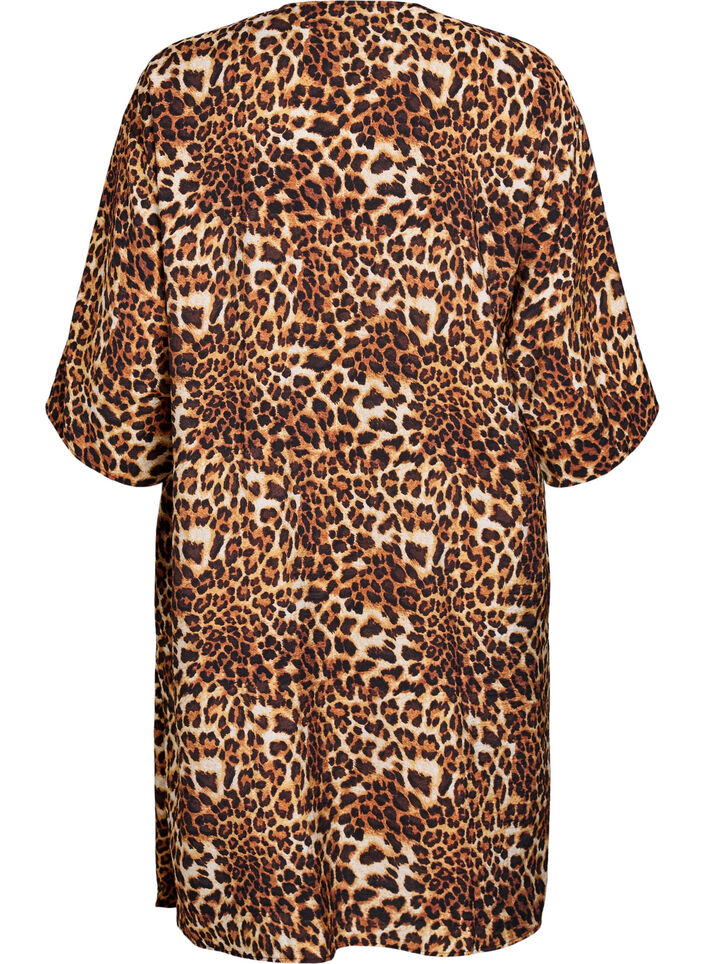 Kimono i viskose med 3/4 ermer, Brun, Packshot image number 1