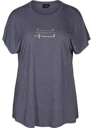 T-skjorte til trening med trykk med tekst, Odysses Gray, Packshot image number 0