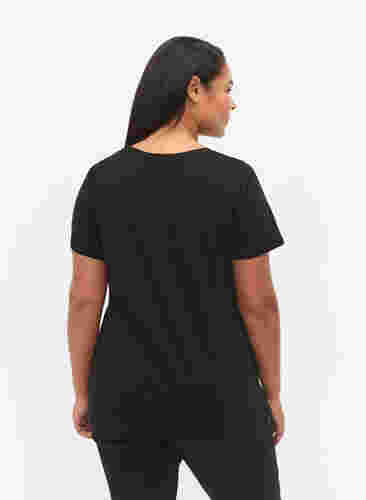 T-skjorte i bomull med trykk foran, Black LOS ANGELES, Model image number 1