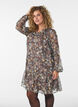 Chiffonkjole med blomstertrykk og volanglag, Brun, Model image number 0