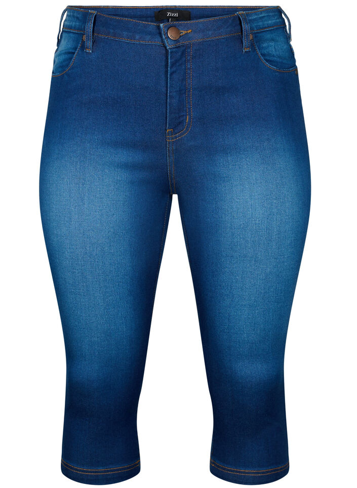 Amy capribukser med høyt liv og super slim fit, Blue denim, Packshot