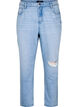 Mille Mom fit jeans med distressed detaljer, Light Blue Denim, Packshot image number 0
