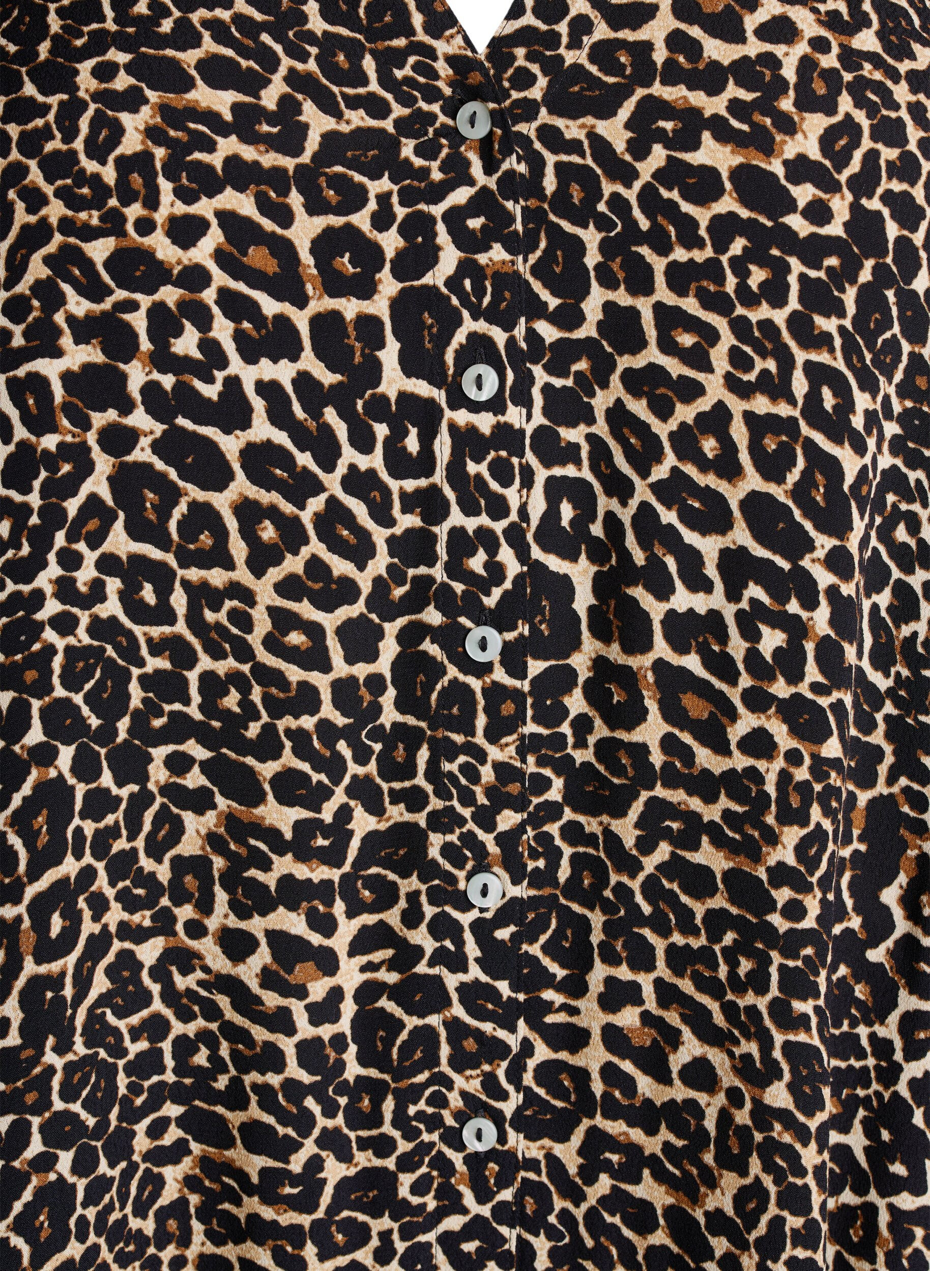 Zizzi Midikjole i viskose med trykk og lange ermer, Brun, Packshot image number 2