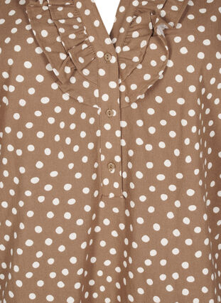 Zizzi 3/4-ermet bomullsbluse med trykk, Coca Mocha Dot , Packshot image number 2