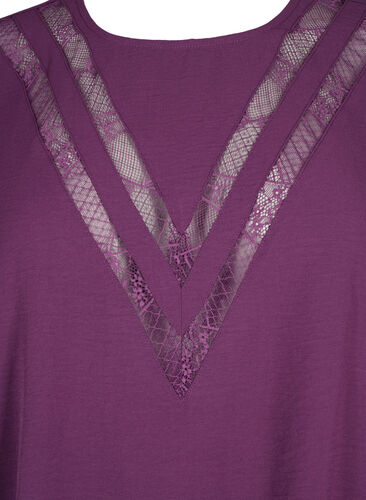 Bluse med lange ermer og blonder, Deep Purple, Packshot image number 2