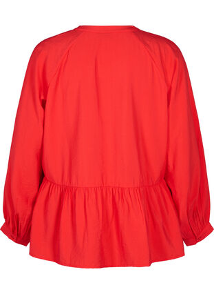 Zizzi Bluse med sløyfe og lange ermer, Rød, Packshot image number 1