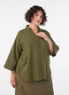 Loose fit stripete skjorte med 3/4-ermer, Gr&oslash;nn, Model image number 0