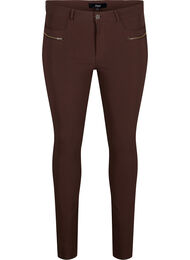 Tettsittende bukser med glidel&aring;sdetaljer, Brun