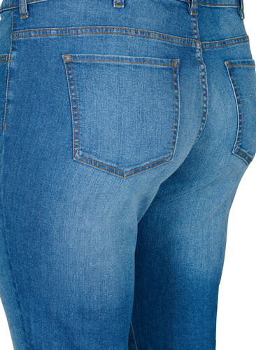 Emily jeans med vanlig liv og smal passform, Blue denim, Packshot image number 3