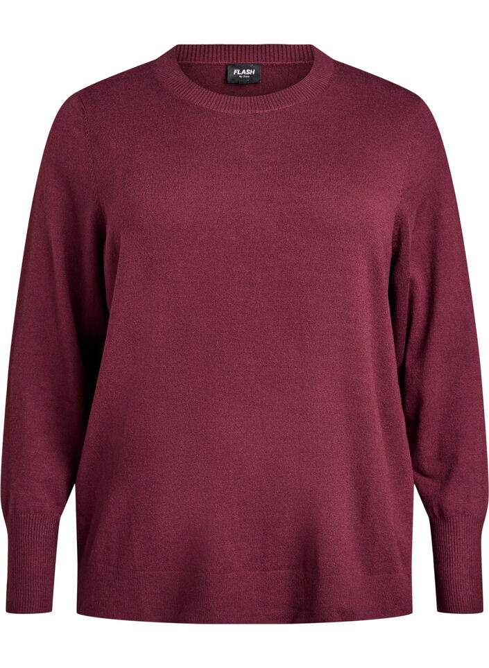 Strikket bluse med rund hals, R&oslash;d, Packshot image number 0