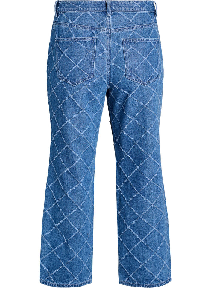 Kiana jeans med h&oslash;y midje og slitt m&oslash;nster, Bl&aring;, Packshot image number 1