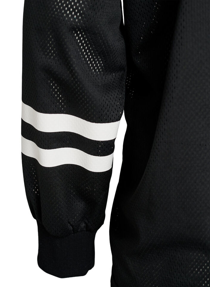 Sporty nettingtopp med teksttrykk, Svart, Packshot image number 3