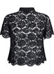 Skjortebluse i blonde med perleknapper, Svart, Packshot image number 1
