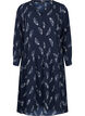 Midi-kjole med lange ermer, Navy B. Feather AOP, Packshot image number 0