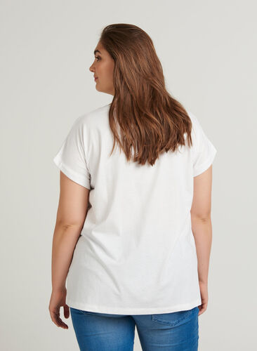 T-skjorte i bomullsmiks, Bright White, Model image number 1