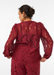 Bluse med blonder, åpen front og knytestrenger, Mørk Bordeaux, Model image number 2