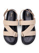 Sandal i skinn med bred passform og justerbare remmer, Beige, Packshot image number 2