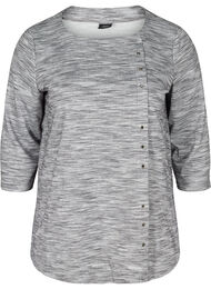 Melert genser med 3/4-ermer, Light Grey Melange