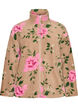 Blomstret fleecejakke med h&oslash;y hals og glidel&aring;s, Beige, Packshot image number 0