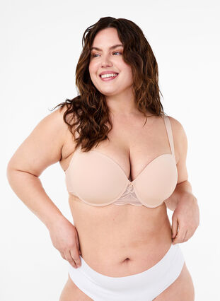 Zizzi Formstøpt BH med mesh, Nude, Model image number 0