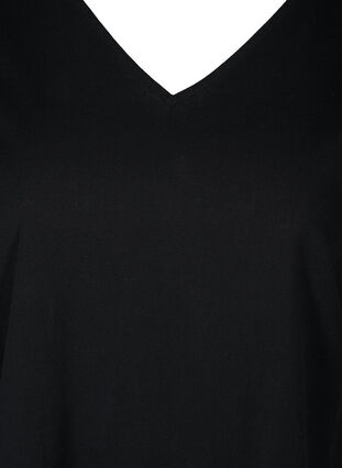 Bomullskjole med 3/4-ermer og knapper, Black, Packshot image number 2
