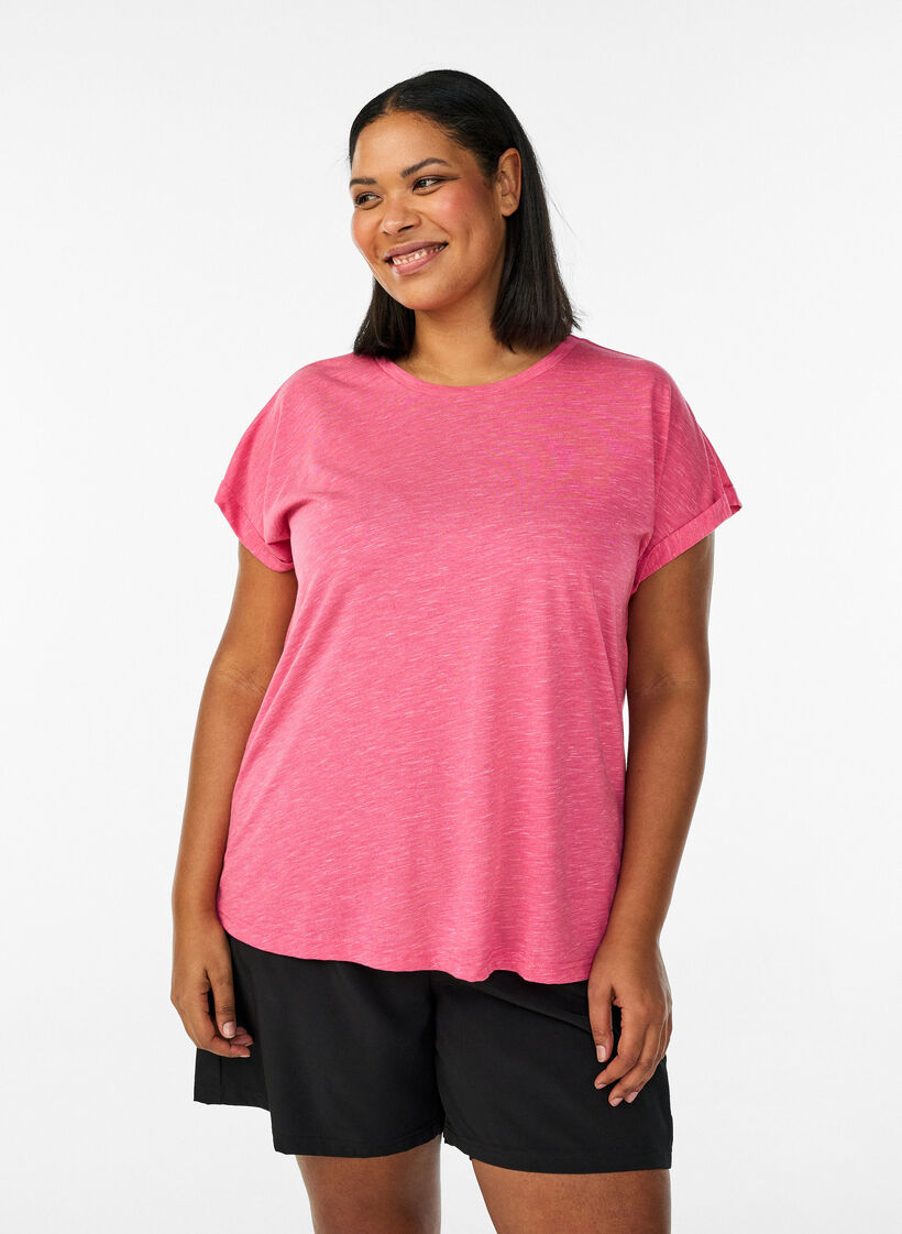 L&oslash;s trenings-T-skjorte med korte ermer, Rosa, Model image number 0