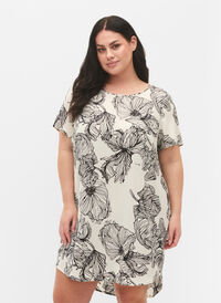 Kjole med korte ermer, White Line Flower, Model
