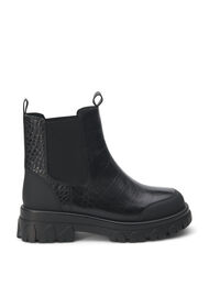 Wide fit - Croco Chelsea-støvel i skinn, Black