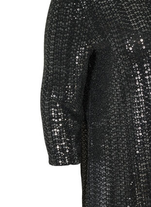 Bluse med 3/4-ermer og paljetter, Black w Silver, Packshot image number 2