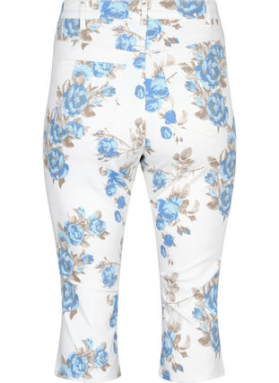 Amy Capri-jeans med høy midje og blomstermønster, White B.AOP, Packshot image number 1