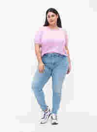 Amy jeans med høyt liv og super slim fit, Light blue, Model