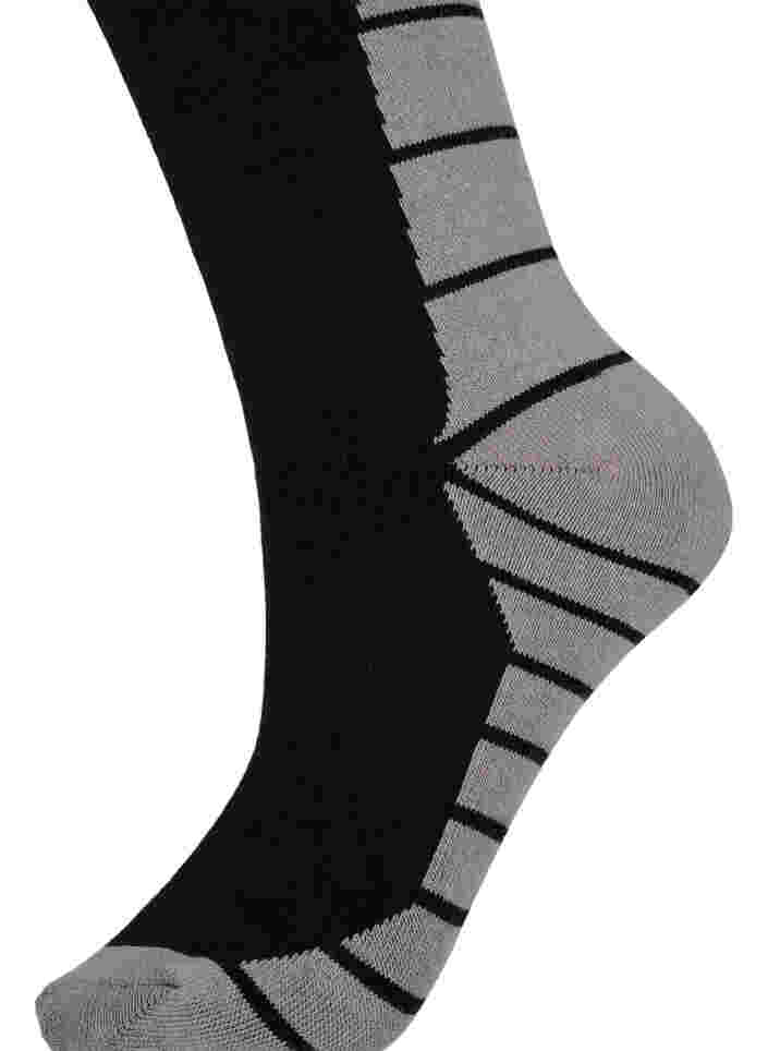 Skistrømper i bomull, Black/Medium Grey, Packshot image number 1