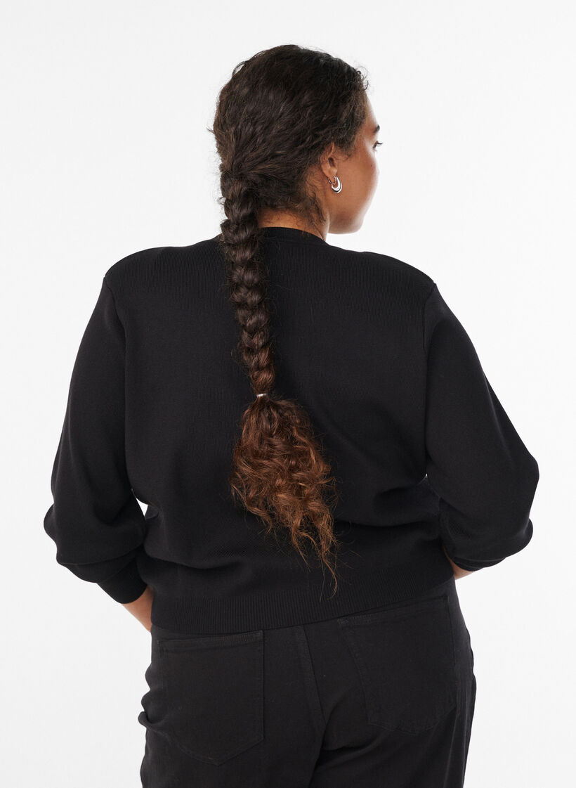 Cardigan med dekorative gullknapper, Svart, Model image number 2