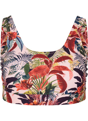Mønstrete bikinitopp med rund hals, Palm Print, Packshot image number 0