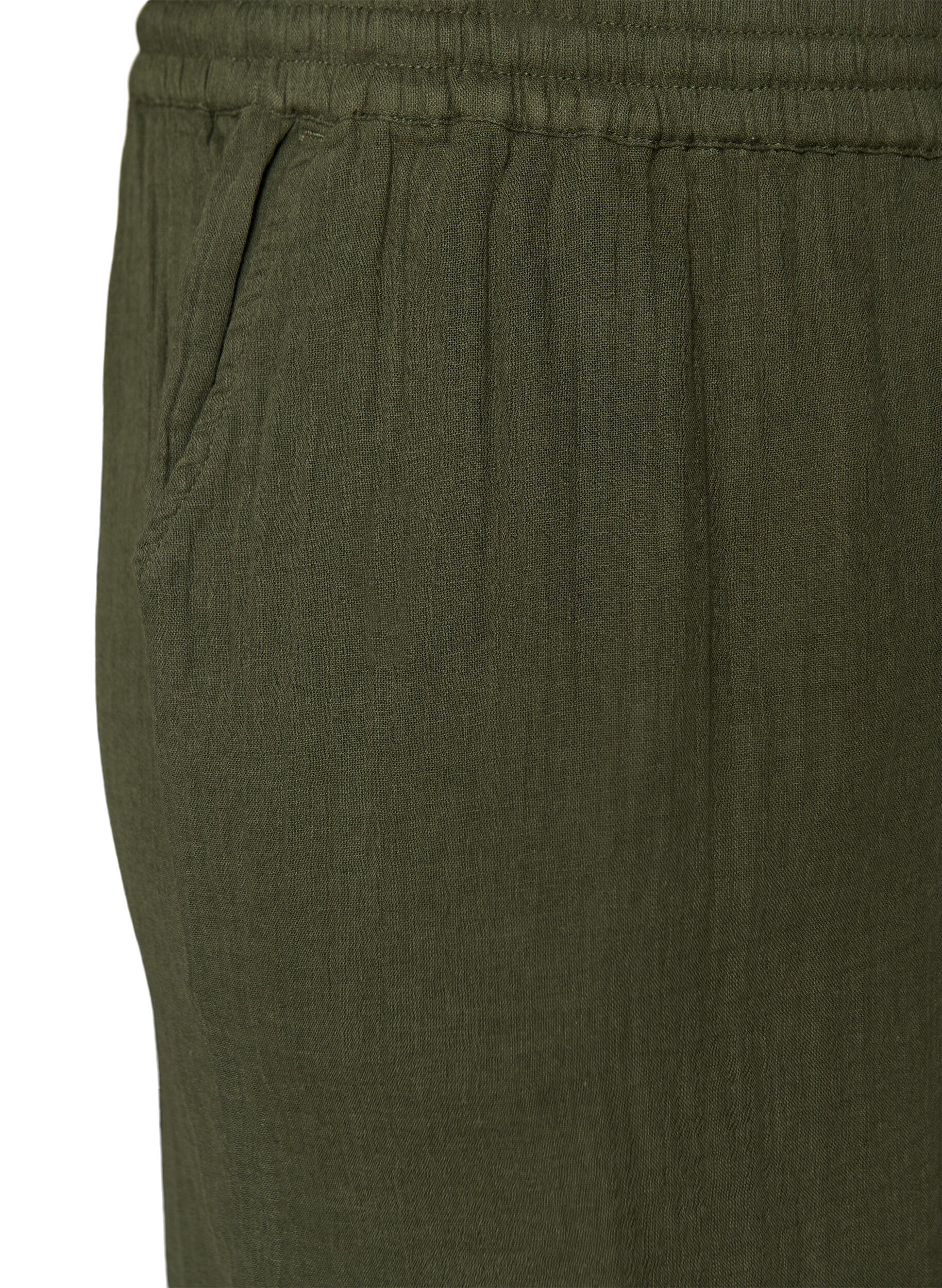 ZizziLoose fit bomullsmusselinshorts med h&oslash;y midje, Gr&oslash;nn, Packshot image number 3