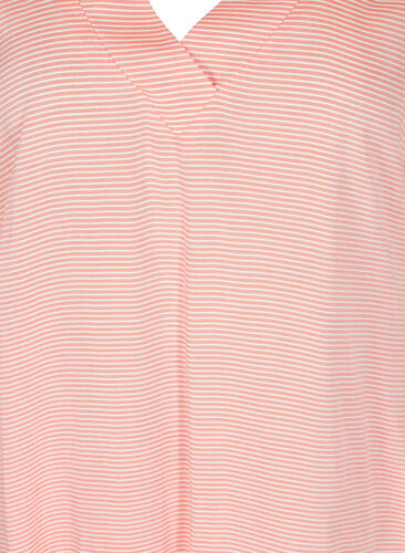 Stripete viskosetunika med korte ermer, Orange Stripe, Packshot image number 2