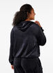 Velour cardigan med hette, Black, Model image number 1