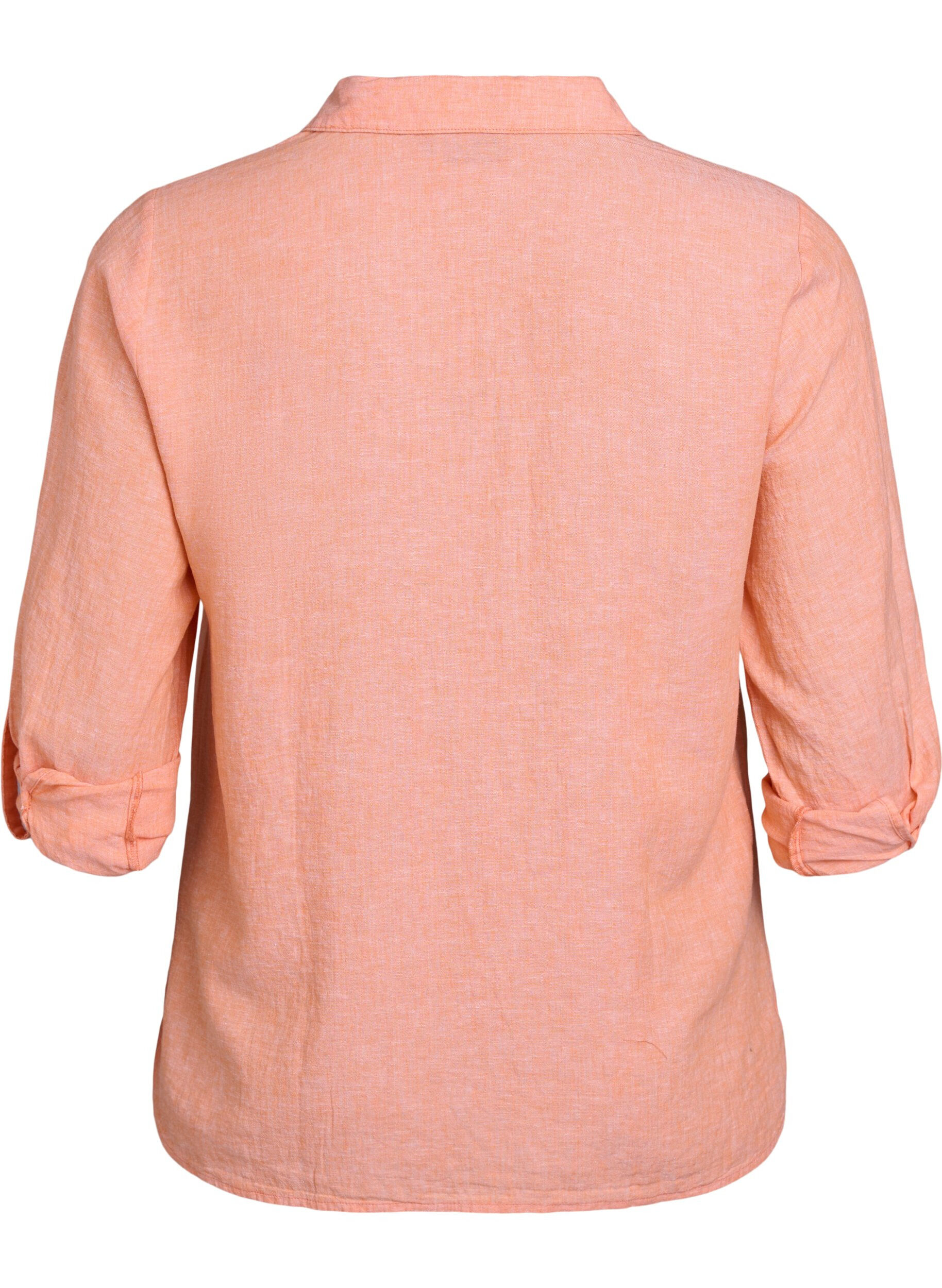 ZizziSkjorte i lin og viskose med 3/4 ermer, Orange, Packshot image number 1