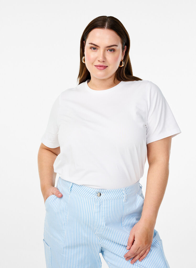 T-skjorte i økologisk bomull med rund hals, Bright White, Model image number 0