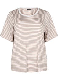 T-skjorte med TENCEL™ Lyocell og striper, Beige