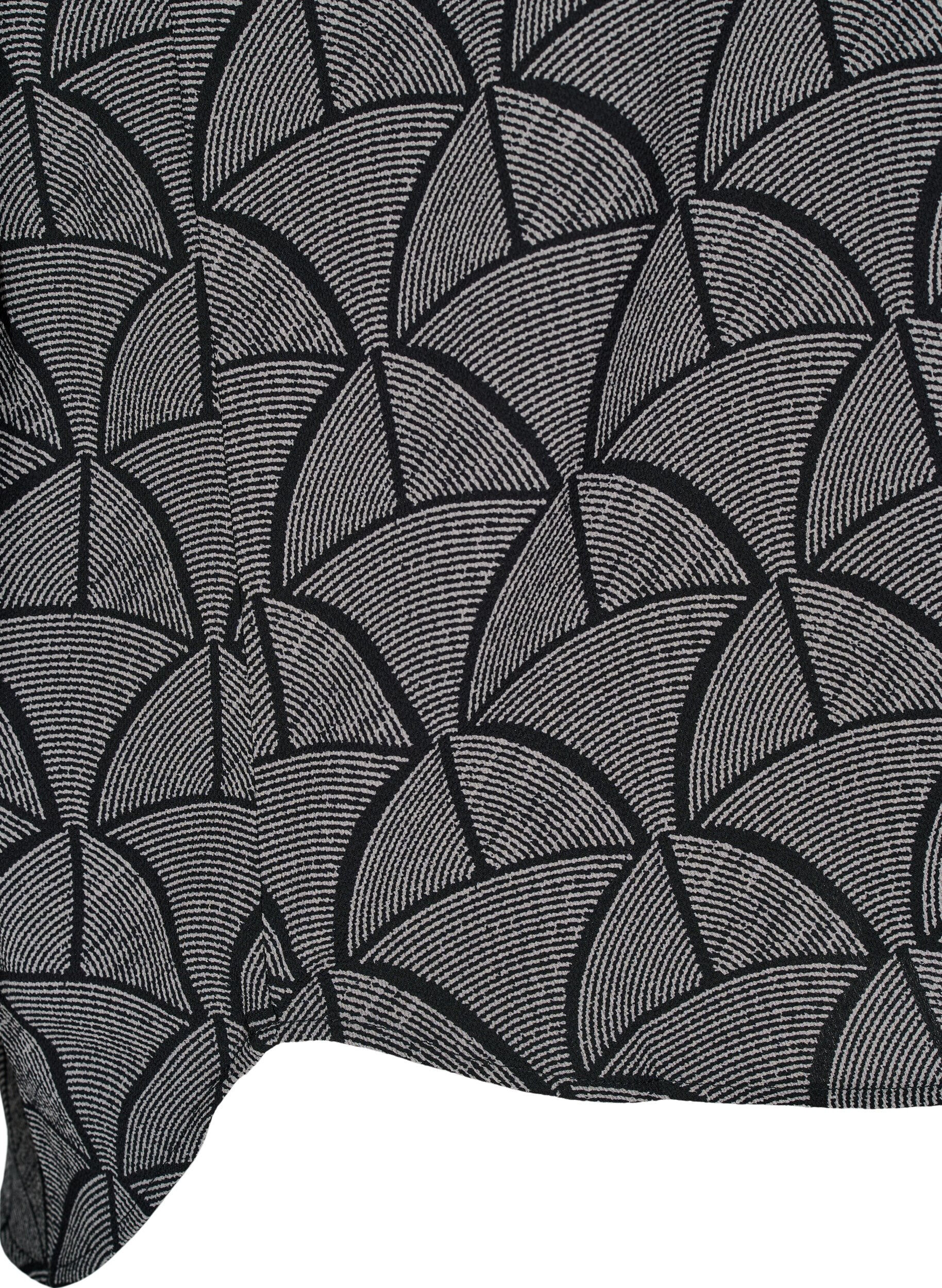 Zizzi Kortermet bluse med trykk, Black Grey Graphic , Packshot image number 3
