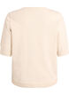 Finstrikket bluse med korte ermer, Beige, Packshot image number 1