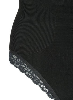 Shapewear bodystocking med blonder, Black, Packshot image number 3