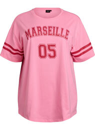 Sporty oversized college T-skjorte, Rosa