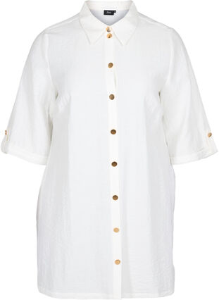 Lang skjorte med 3/4-ermer, Bright White, Packshot image number 0