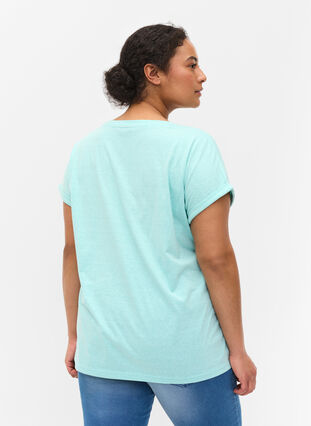 Melert T-skjorte i bomull, Aqua Splash Melange, Model image number 1