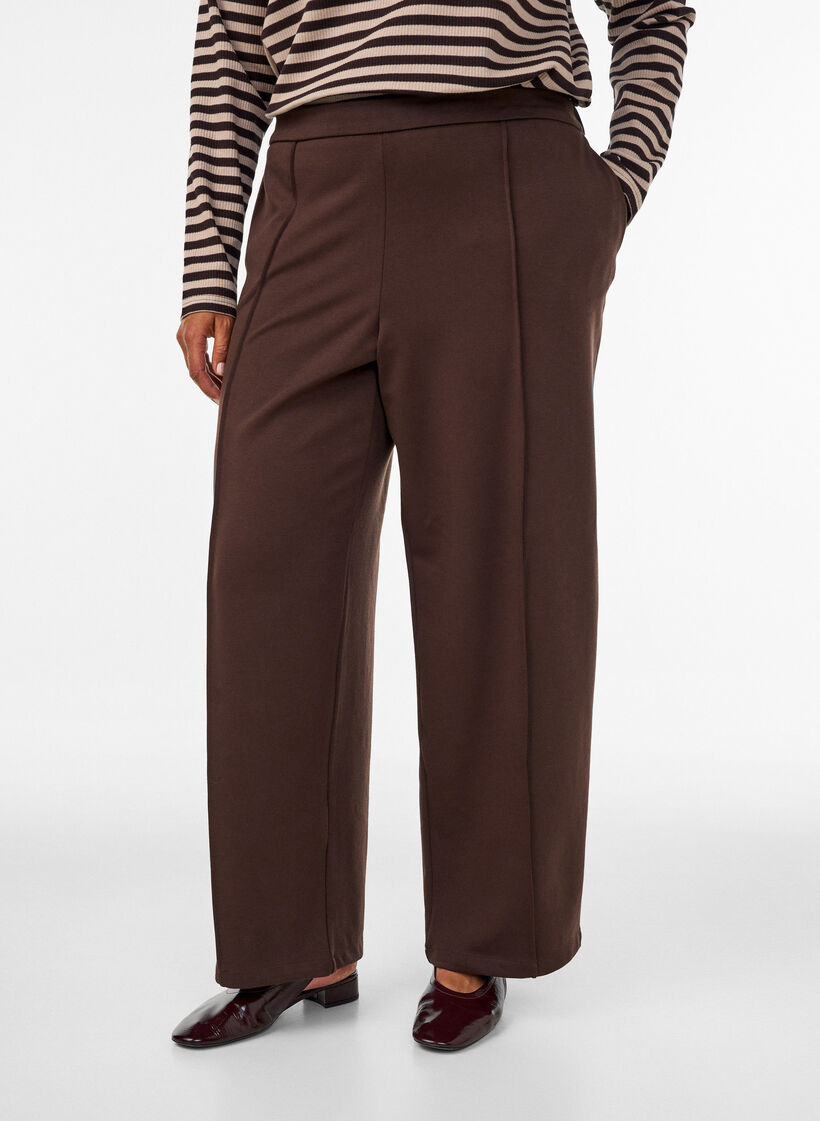 Loose fit jerseybukser med h&oslash;y midje, Brun, Model image number 2